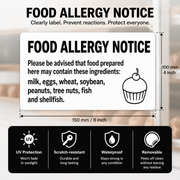 Food allergy notice