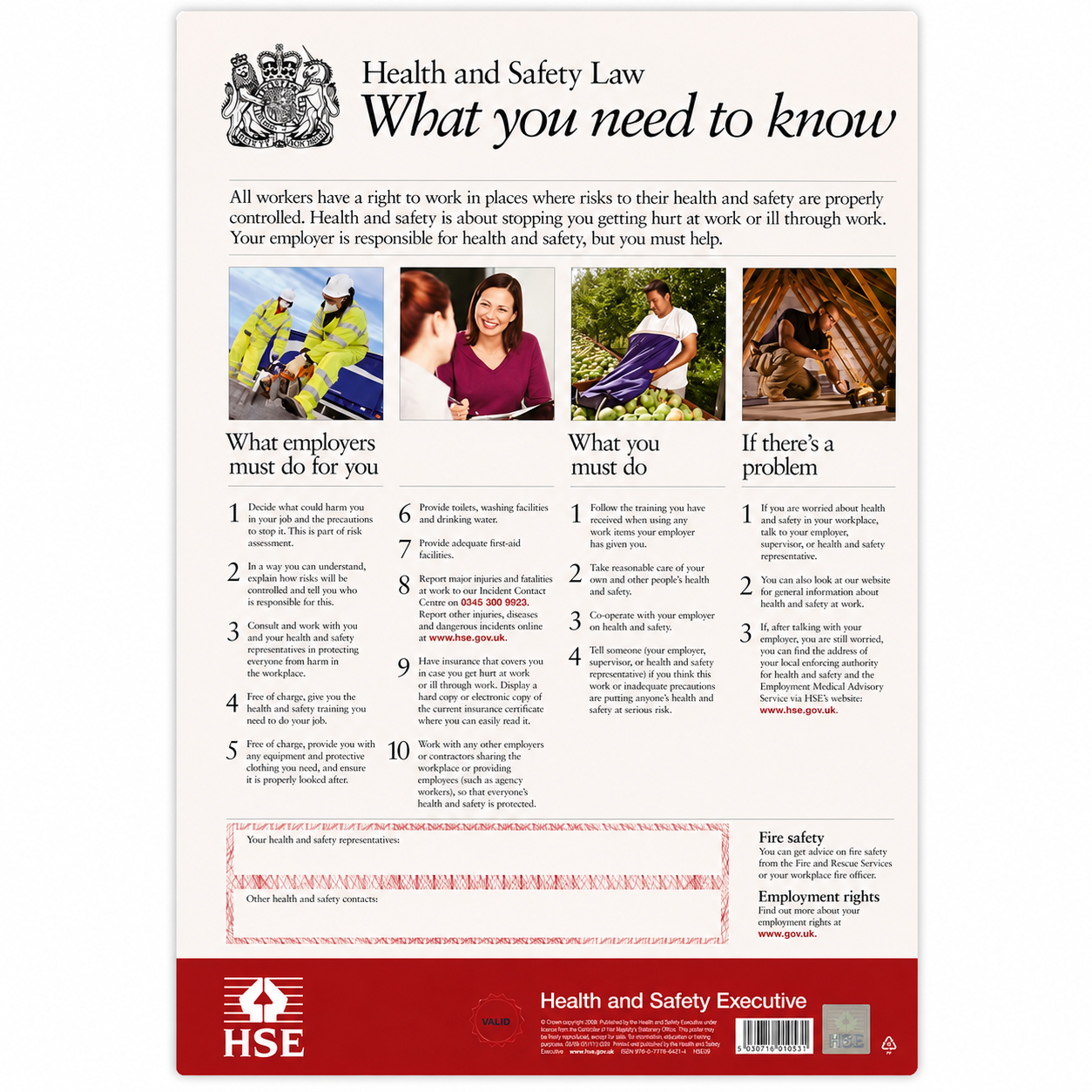 Health and safety law - what you need to know (A3 poster)