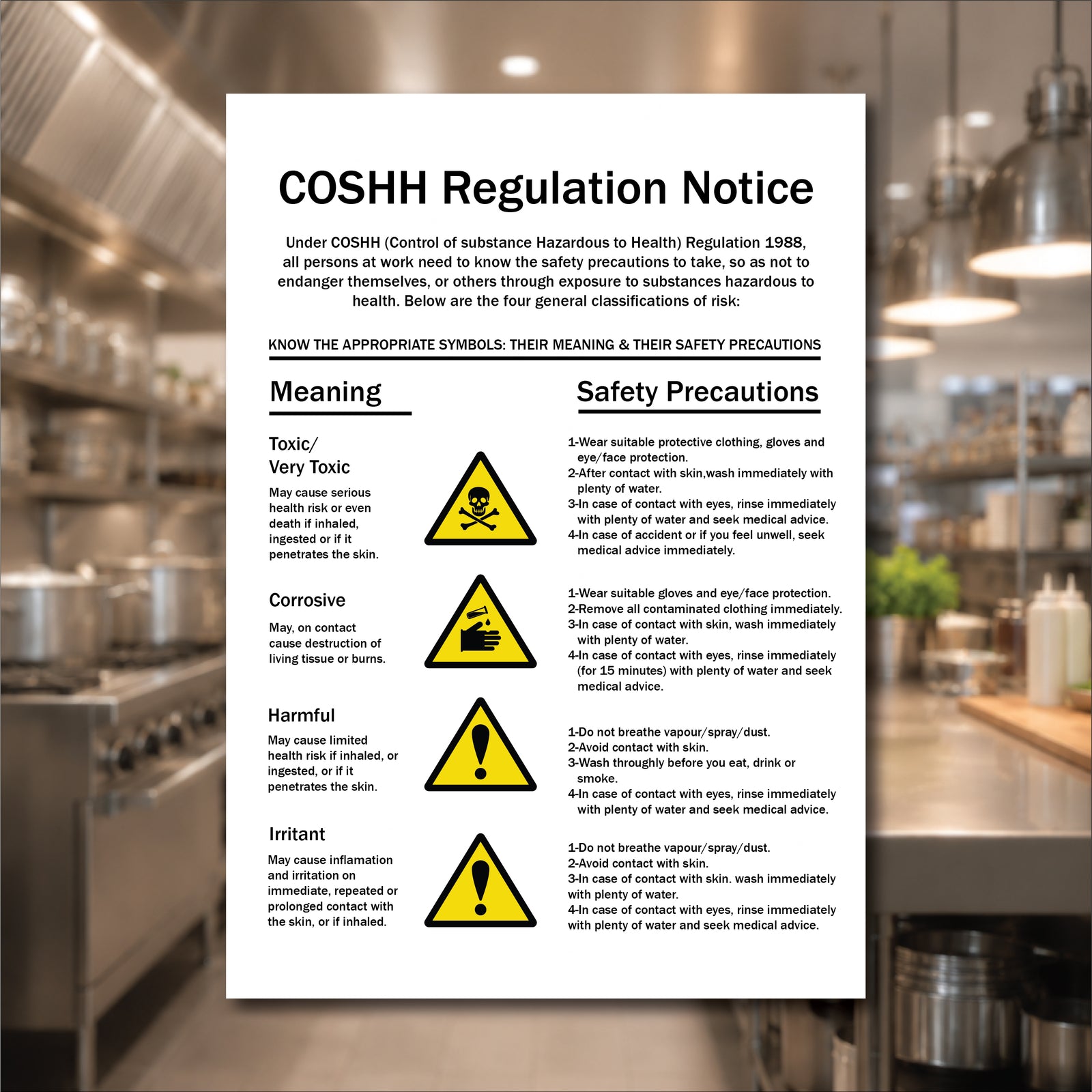COSHH Regulation Notice