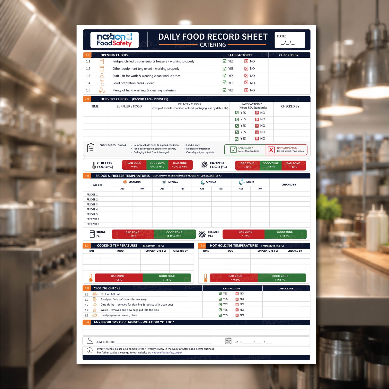 Daily Food Record Sheet