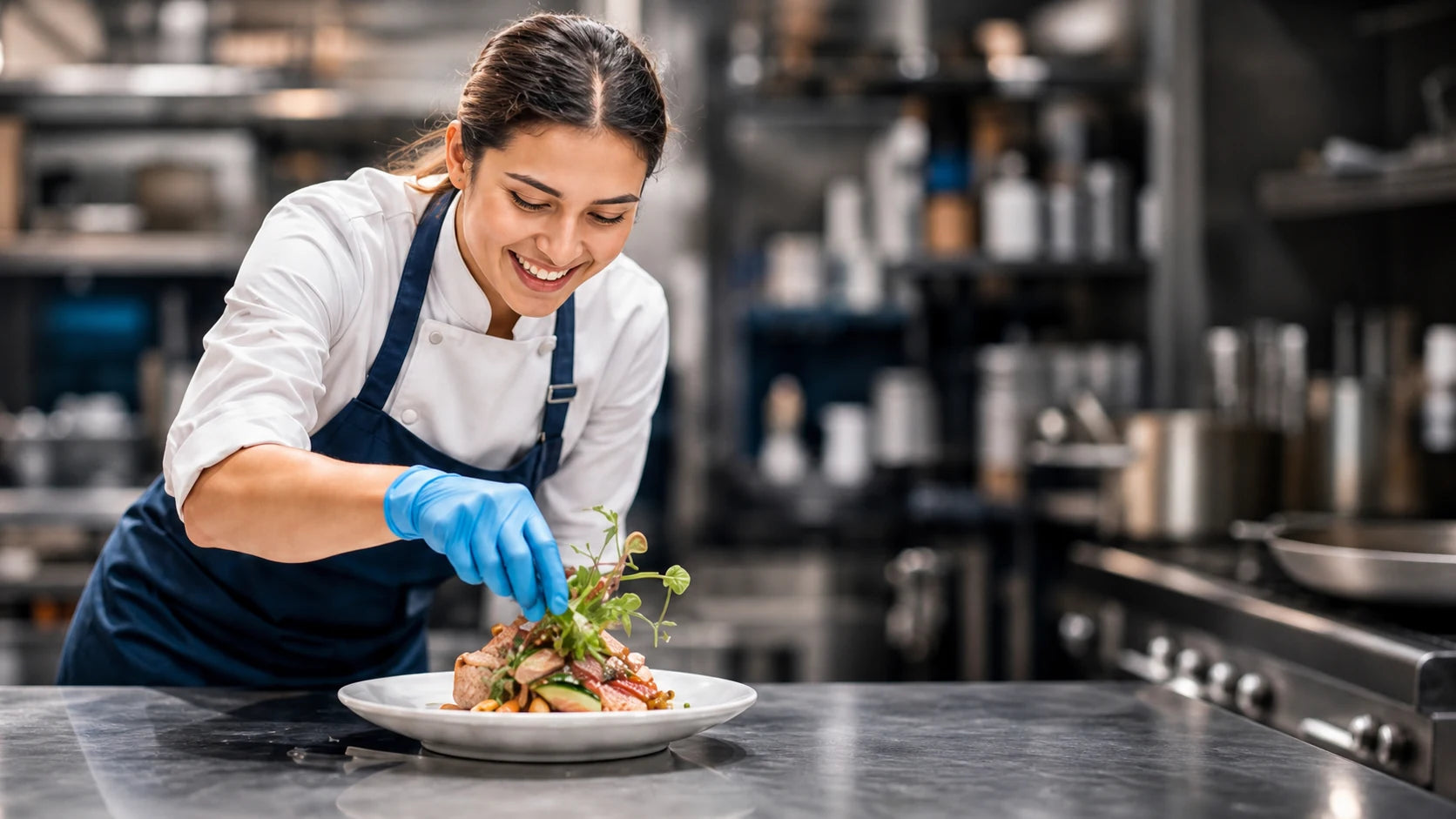 Food-safety team working in a professional kitchen