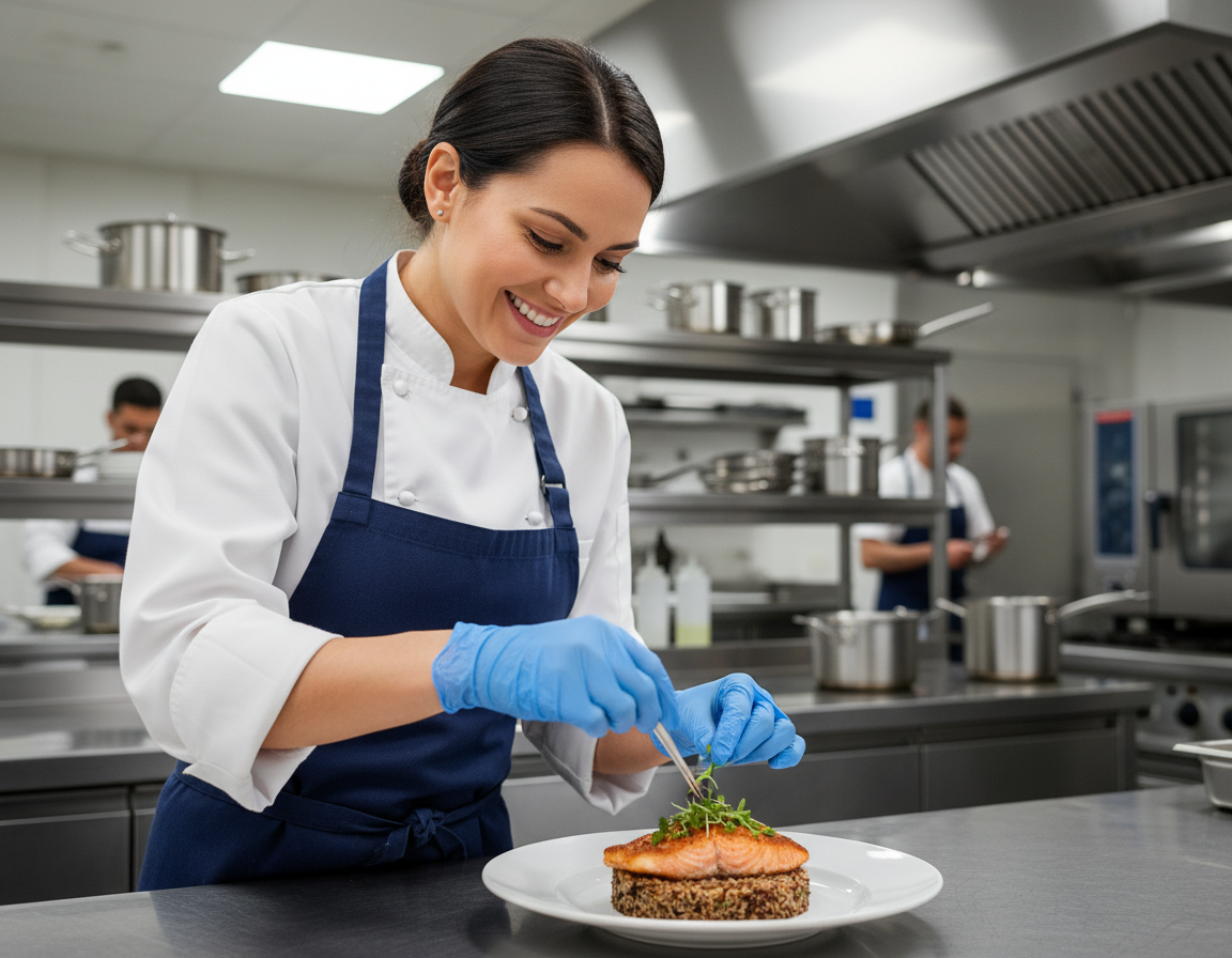 Chef preparing food in a professional kitchen